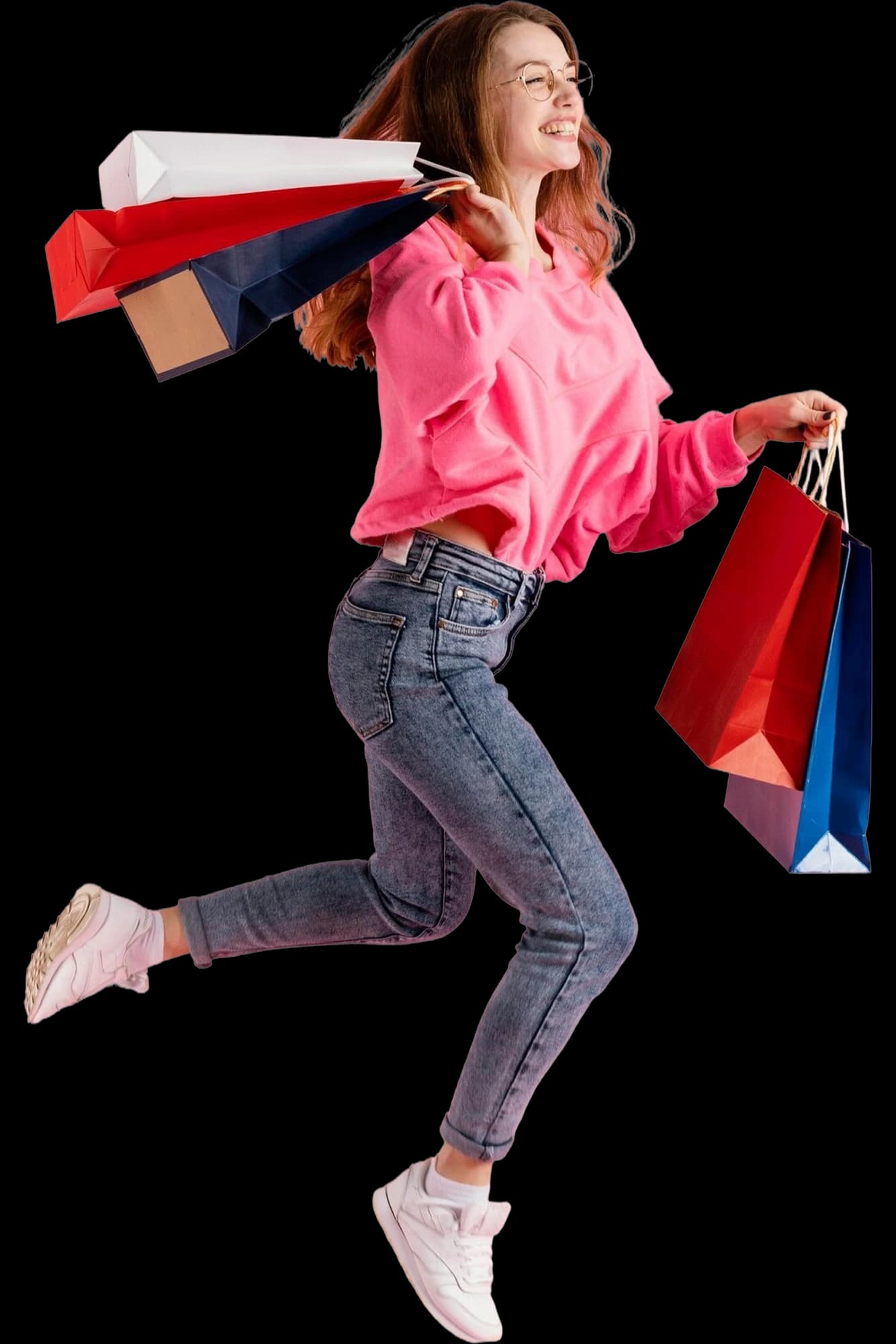 Frau mit Einkaufstüten – Symbol für sparen mit Gutscheinen